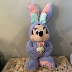Disney Store Minnie Mouse Easter Bunny Plush Toy Doll 18" Purple Rabbit 2019